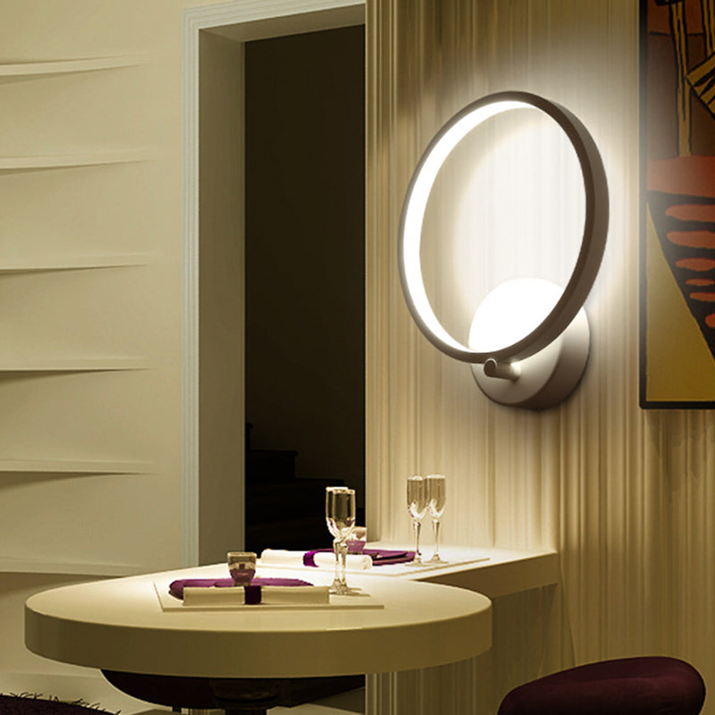 Contemporary LED Sconce Light Fixture Creative Metal Circle Shade Wall Lamp for Bedroom Clearhalo 'Wall Lamps & Sconces' 'Wall Lights' Lighting' 2627627