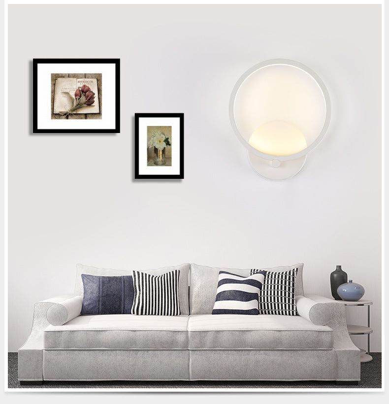 Contemporary LED Sconce Light Fixture Creative Metal Circle Shade Wall Lamp for Bedroom Clearhalo 'Wall Lamps & Sconces' 'Wall Lights' Lighting' 2627631