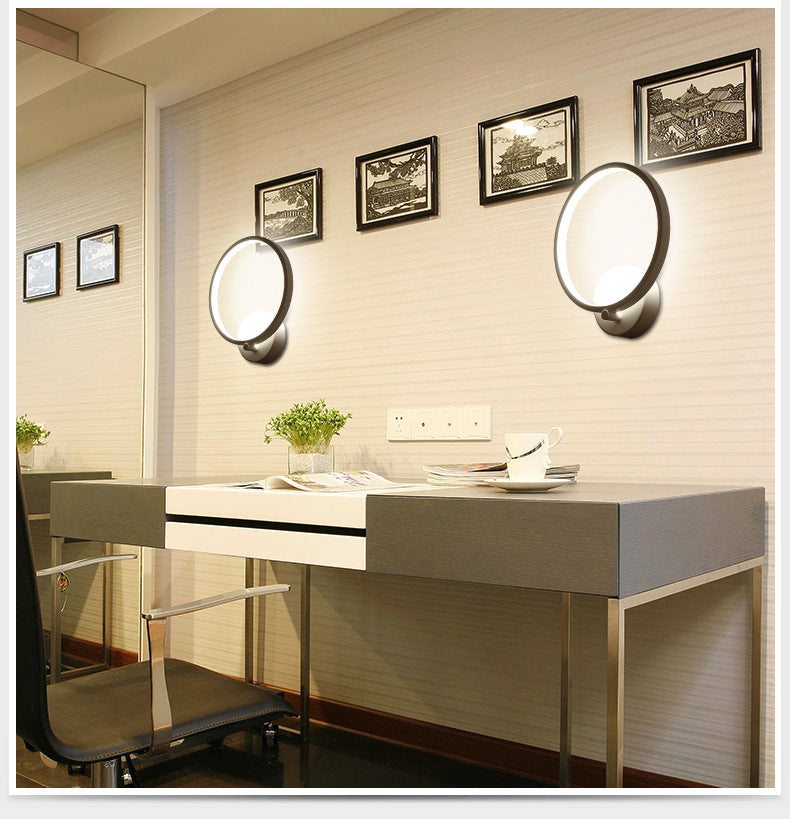 Contemporary LED Sconce Light Fixture Creative Metal Circle Shade Wall Lamp for Bedroom Clearhalo 'Wall Lamps & Sconces' 'Wall Lights' Lighting' 2627632