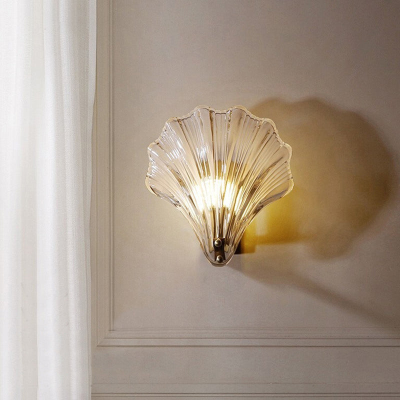 Scalloped Indoor Decoration Wall Sconce Modern Metal Wall Lamp in Shell Shade for Corridor Clearhalo 'Wall Lamps & Sconces' 'Wall Lights' Lighting' 2627634
