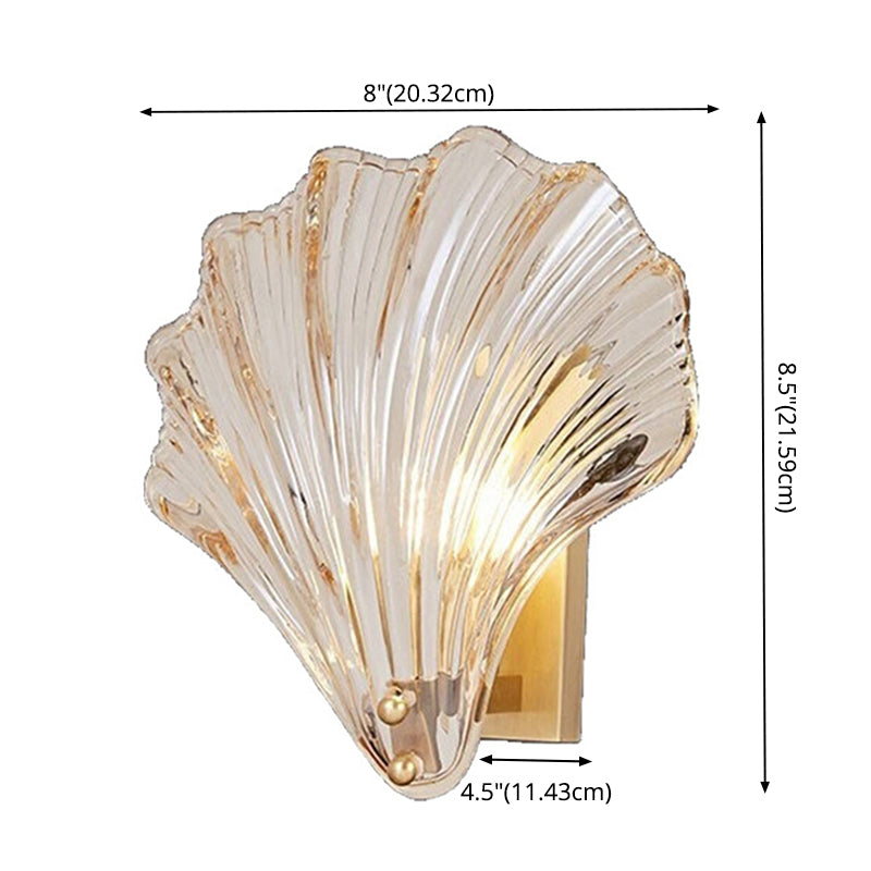 Scalloped Indoor Decoration Wall Sconce Modern Metal Wall Lamp in Shell Shade for Corridor Clearhalo 'Wall Lamps & Sconces' 'Wall Lights' Lighting' 2627639