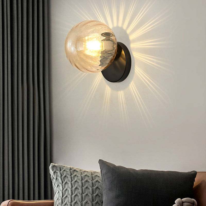 Modern Simplicity Wall Sconce 1 Light Metal Wall Lamp with Glass Ball Shade Clearhalo 'Wall Lamps & Sconces' 'Wall Lights' Lighting' 2627682