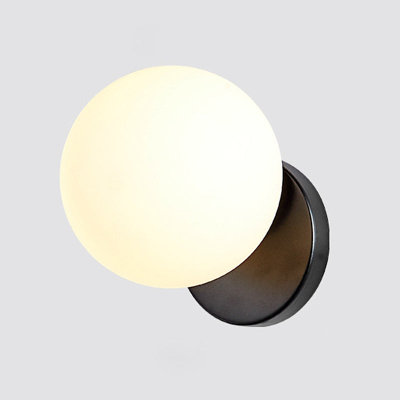 Modern Simplicity Wall Sconce 1 Light Metal Wall Lamp with Glass Ball Shade Black Milk White Clearhalo 'Wall Lamps & Sconces' 'Wall Lights' Lighting' 2627685