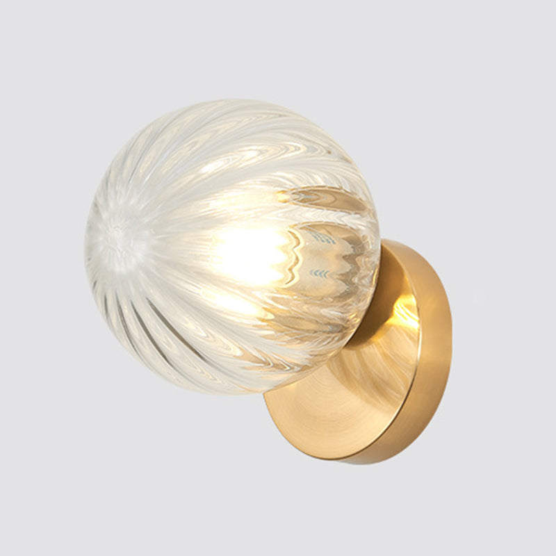 Modern Simplicity Wall Sconce 1 Light Metal Wall Lamp with Glass Ball Shade Gold Clear Clearhalo 'Wall Lamps & Sconces' 'Wall Lights' Lighting' 2627687
