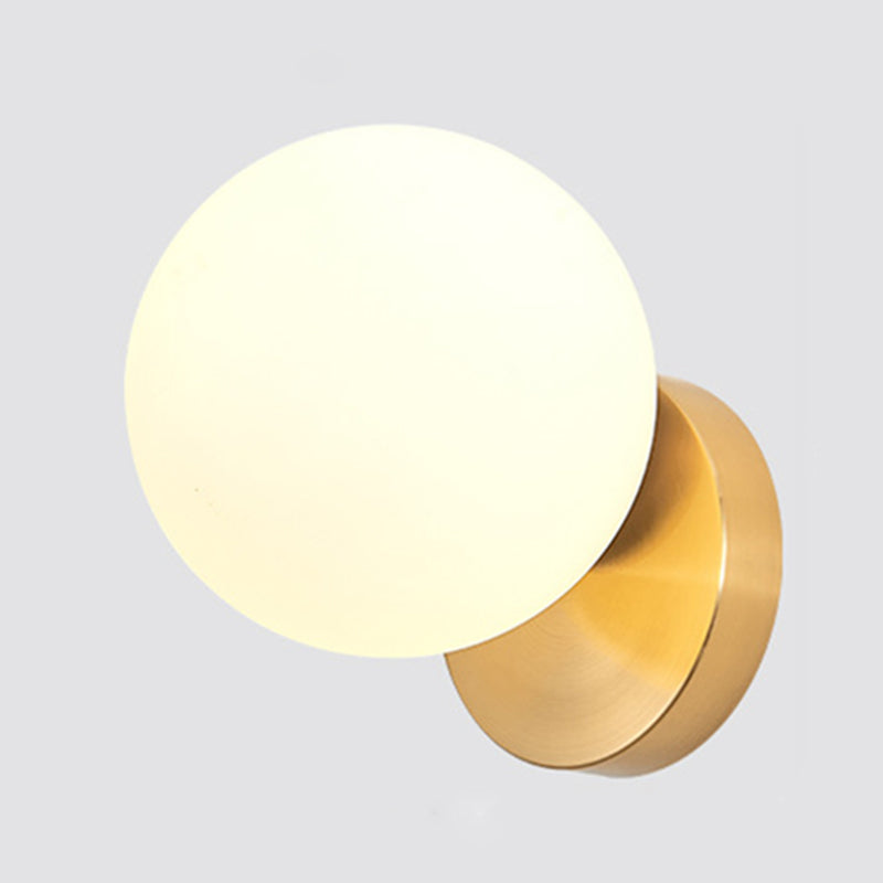 Modern Simplicity Wall Sconce 1 Light Metal Wall Lamp with Glass Ball Shade Gold Milk White Clearhalo 'Wall Lamps & Sconces' 'Wall Lights' Lighting' 2627688