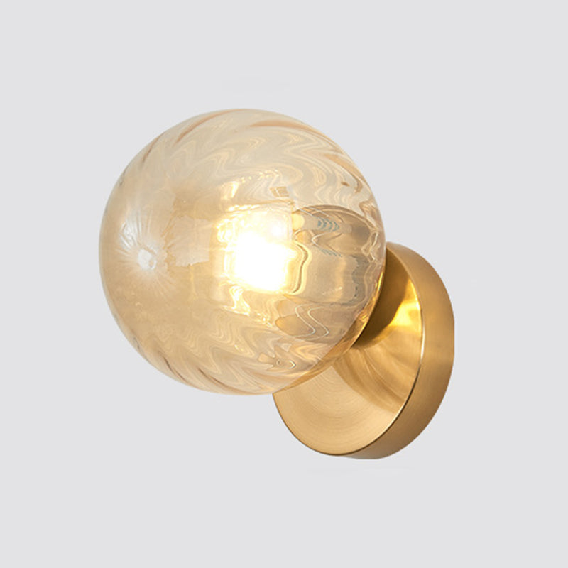 Modern Simplicity Wall Sconce 1 Light Metal Wall Lamp with Glass Ball Shade Gold Amber Clearhalo 'Wall Lamps & Sconces' 'Wall Lights' Lighting' 2627690