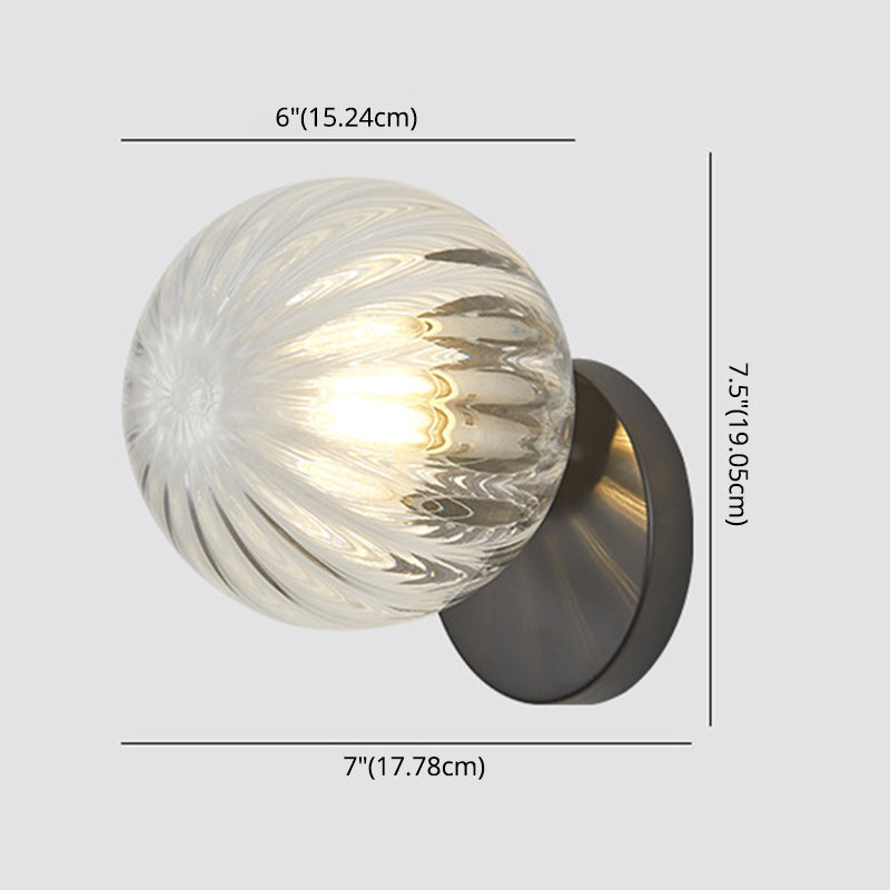 Modern Simplicity Wall Sconce 1 Light Metal Wall Lamp with Glass Ball Shade Clearhalo 'Wall Lamps & Sconces' 'Wall Lights' Lighting' 2627692