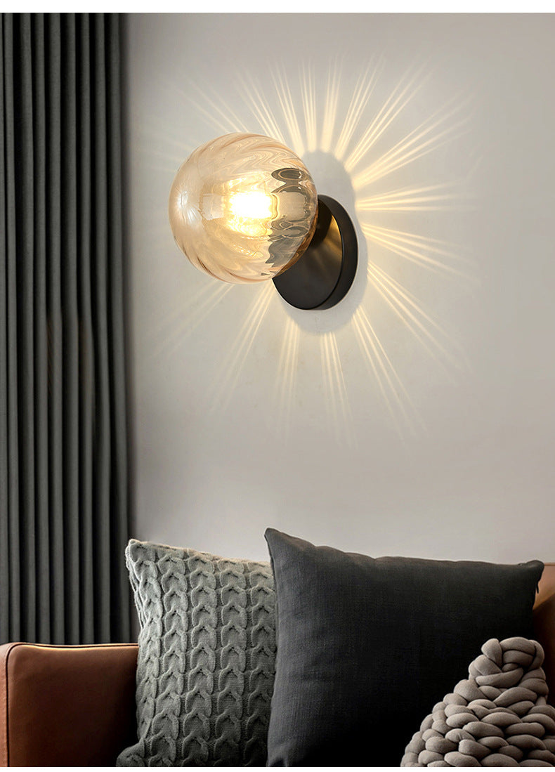 Modern Simplicity Wall Sconce 1 Light Metal Wall Lamp with Glass Ball Shade Clearhalo 'Wall Lamps & Sconces' 'Wall Lights' Lighting' 2627695