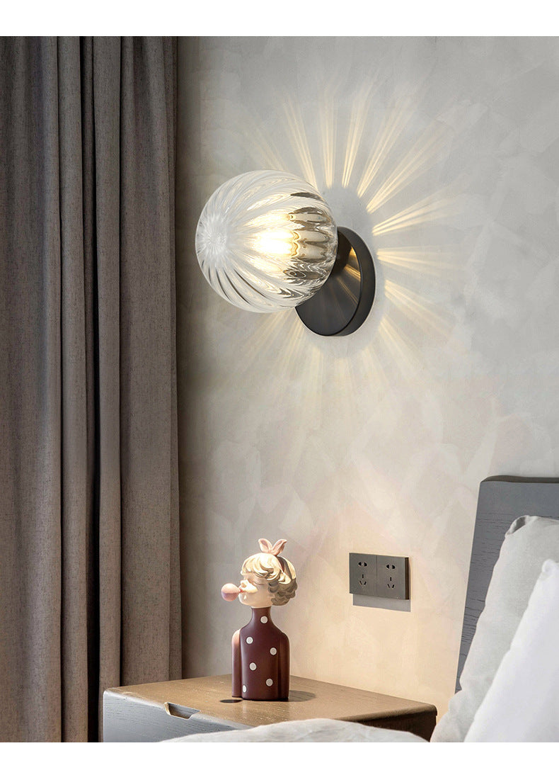 Modern Simplicity Wall Sconce 1 Light Metal Wall Lamp with Glass Ball Shade Clearhalo 'Wall Lamps & Sconces' 'Wall Lights' Lighting' 2627696