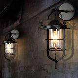 Industrial Style Wall Sconce 1 Light Down Lighting Sconce Lighting in Metal Cage Clearhalo 'Wall Lamps & Sconces' 'Wall Lights' Lighting' 2627699