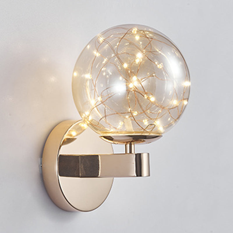 Nordic Modern Sconce Light Round Shape Star Wall Lamp for Bedroom Living Room Gold Cognac Clearhalo 'Wall Lamps & Sconces' 'Wall Lights' Lighting' 2627720