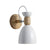 Nordic Macaroon Style Wall Sconce 1 Light Wood Armed Wall Mount Light in Metal Shade White Clearhalo 'Wall Lamps & Sconces' 'Wall Lights' Lighting' 2627749