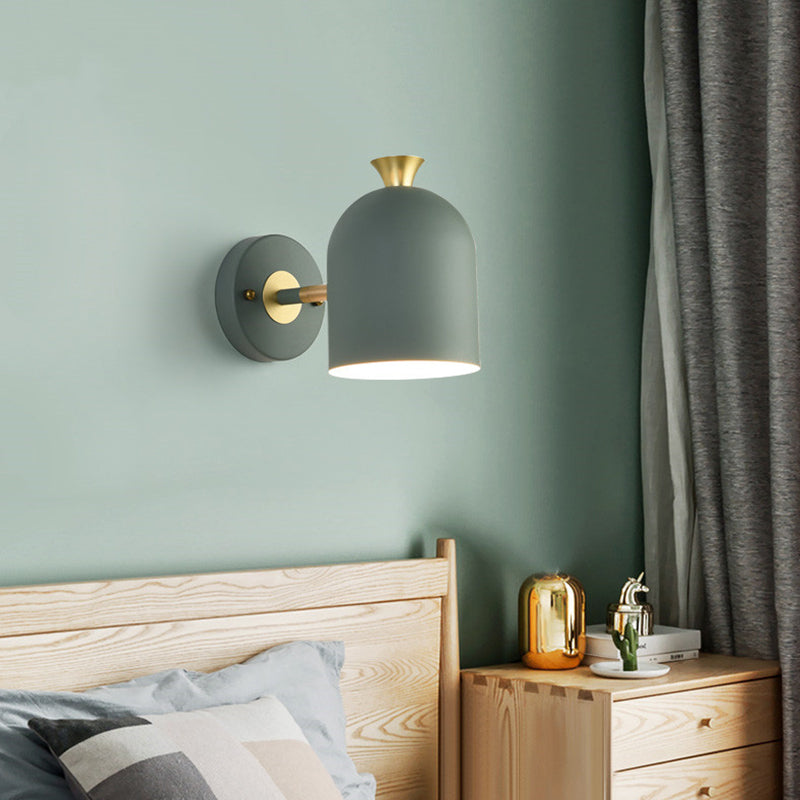 Simplicity Nordic Wall Mounted Light 1 light Macaroon Metal Sconce Light Fixture for Bedroom Green Clearhalo 'Wall Lamps & Sconces' 'Wall Lights' Lighting' 2627790