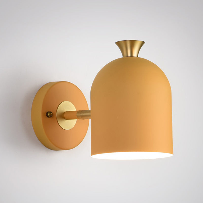 Simplicity Nordic Wall Mounted Light 1 light Macaroon Metal Sconce Light Fixture for Bedroom Yellow Clearhalo 'Wall Lamps & Sconces' 'Wall Lights' Lighting' 2627793