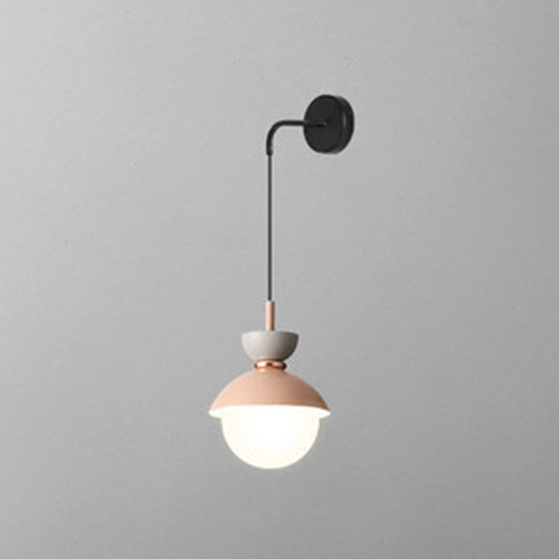 Macaroon Mini Wall Sconce Nordic Colorful Indoor Decoration Wall Lighting for Bedroom Corridor Gray-Pink Clearhalo 'Wall Lamps & Sconces' 'Wall Lights' Lighting' 2627795