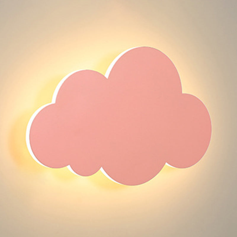 Cloud Shape Macaroon Wall Light Sconce Colorful Acrylic Shade Wall Lamp for Bedroom Pink Clearhalo 'Wall Lamps & Sconces' 'Wall Lights' Lighting' 2627815