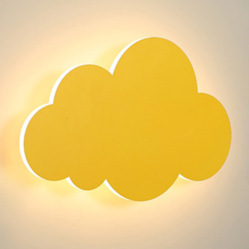 Cloud Shape Macaroon Wall Light Sconce Colorful Acrylic Shade Wall Lamp for Bedroom Yellow Clearhalo 'Wall Lamps & Sconces' 'Wall Lights' Lighting' 2627817