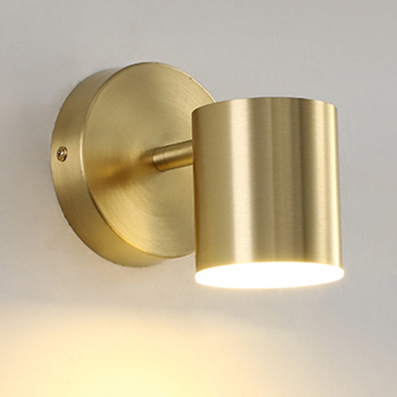 LED Postmodern Style Sconce Light 1 Head Down Lighting Wall Mounted Lamp for Bedroom Gold Cylinder Clearhalo 'Wall Lamps & Sconces' 'Wall Lights' Lighting' 2627846