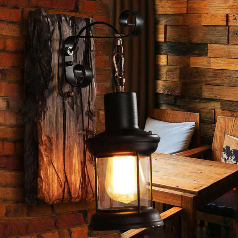 Loft Industrial Style Wall Mounted Light Wooden Wall Lighting Ideas for Corridor Restaurant Clearhalo 'Wall Lamps & Sconces' 'Wall Lights' Lighting' 2627882