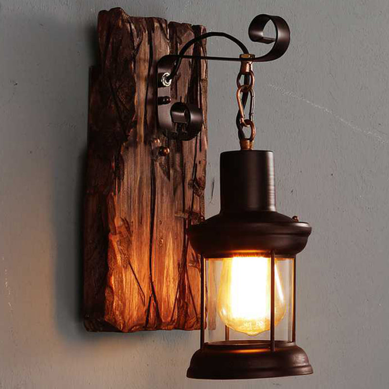 Loft Industrial Style Wall Mounted Light Wooden Wall Lighting Ideas for Corridor Restaurant Clearhalo 'Wall Lamps & Sconces' 'Wall Lights' Lighting' 2627883