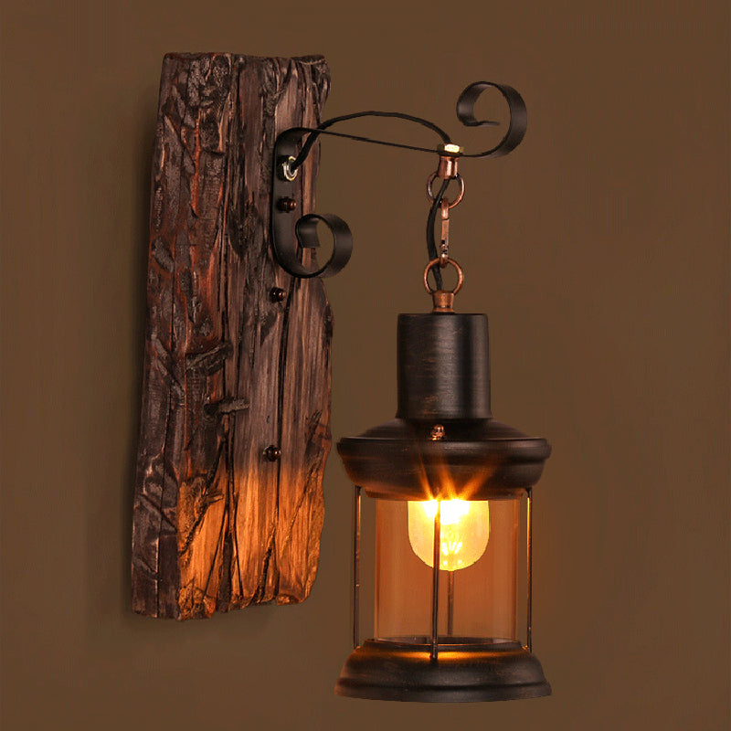 Loft Industrial Style Wall Mounted Light Wooden Wall Lighting Ideas for Corridor Restaurant Clearhalo 'Wall Lamps & Sconces' 'Wall Lights' Lighting' 2627887