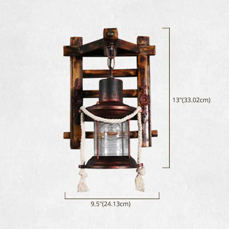 Retro Rustic Style Wall Lighting Ideas Bamboo Hanging Board Suspended Wall Sconce for Attic Tearoom Clearhalo 'Wall Lamps & Sconces' 'Wall Lights' Lighting' 2627894