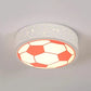 Metal Flat Soccer Ceiling Light Kids Bedroom Bathroom Sport Creative Flush Mount Light Red Remote Control Stepless Dimming Clearhalo 'Ceiling Lights' 'Close To Ceiling Lights' 'Close to ceiling' 'Flush mount' Lighting' 26279