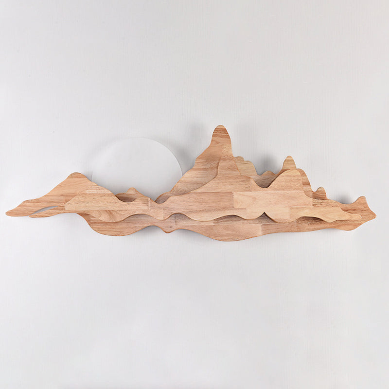 Chinese Style Wooden Wall Lighting Ideas Mountain and Moon Shape Sconce Light Fixture for Living Room Clearhalo 'Wall Lamps & Sconces' 'Wall Lights' Lighting' 2627912