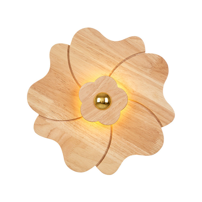 Flower Shape Wooden Sconce Light Chinese Style Wall Lighting Ideas for Bedroom Tearoom Clearhalo 'Wall Lamps & Sconces' 'Wall Lights' Lighting' 2627921