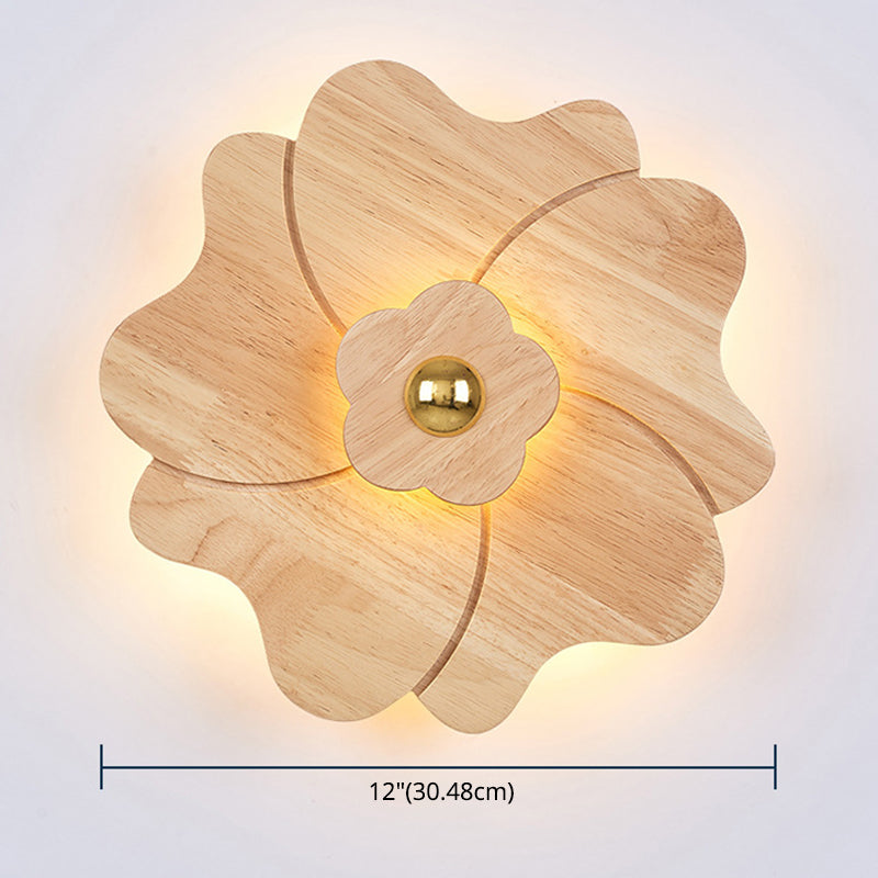 Flower Shape Wooden Sconce Light Chinese Style Wall Lighting Ideas for Bedroom Tearoom Clearhalo 'Wall Lamps & Sconces' 'Wall Lights' Lighting' 2627922