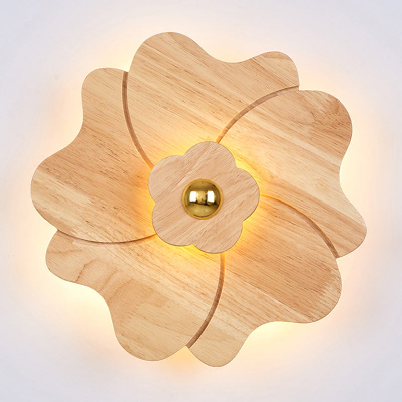 Flower Shape Wooden Sconce Light Chinese Style Wall Lighting Ideas for Bedroom Tearoom Clearhalo 'Wall Lamps & Sconces' 'Wall Lights' Lighting' 2627923