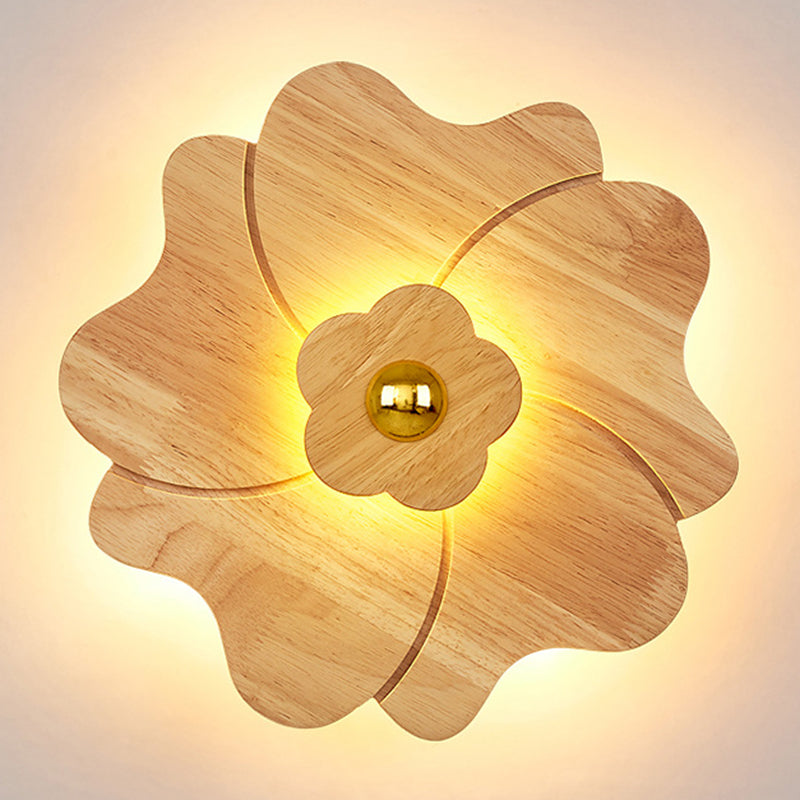 Flower Shape Wooden Sconce Light Chinese Style Wall Lighting Ideas for Bedroom Tearoom Clearhalo 'Wall Lamps & Sconces' 'Wall Lights' Lighting' 2627925