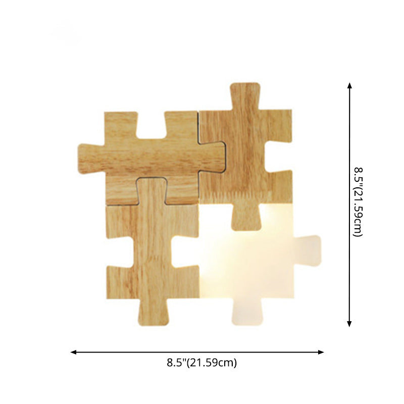 Jigsaw Puzzle Wall Mount Lamp Creative LED Wooden and Acrylic Shade Sconce Light for Bedroom Clearhalo 'Wall Lamps & Sconces' 'Wall Lights' Lighting' 2627936