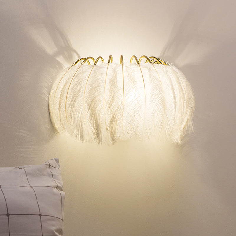Nordic Feather Wall Sconce Light Ambient Lighting Sconce Light Fixture for Bedroom Clearhalo 'Wall Lamps & Sconces' 'Wall Lights' Lighting' 2627958