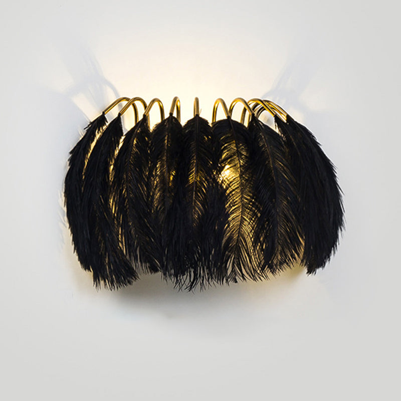 Nordic Feather Wall Sconce Light Ambient Lighting Sconce Light Fixture for Bedroom Black Clearhalo 'Wall Lamps & Sconces' 'Wall Lights' Lighting' 2627960