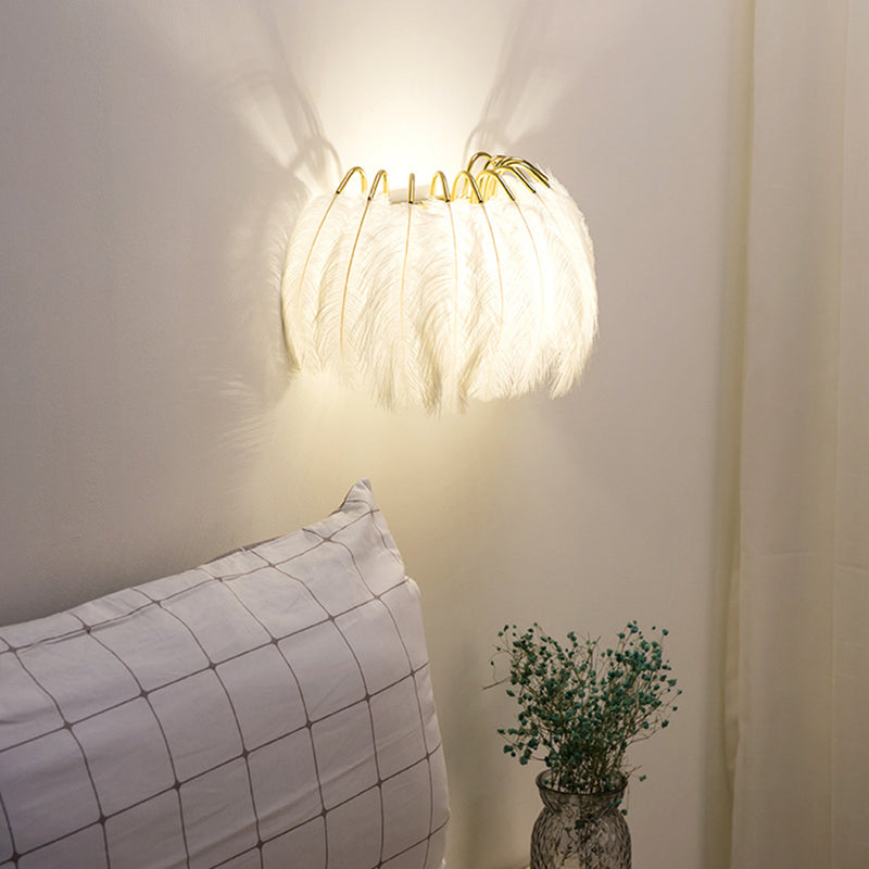 Nordic Feather Wall Sconce Light Ambient Lighting Sconce Light Fixture for Bedroom Clearhalo 'Wall Lamps & Sconces' 'Wall Lights' Lighting' 2627962