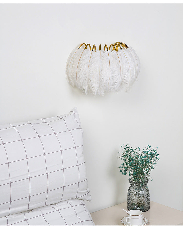 Nordic Feather Wall Sconce Light Ambient Lighting Sconce Light Fixture for Bedroom Clearhalo 'Wall Lamps & Sconces' 'Wall Lights' Lighting' 2627968