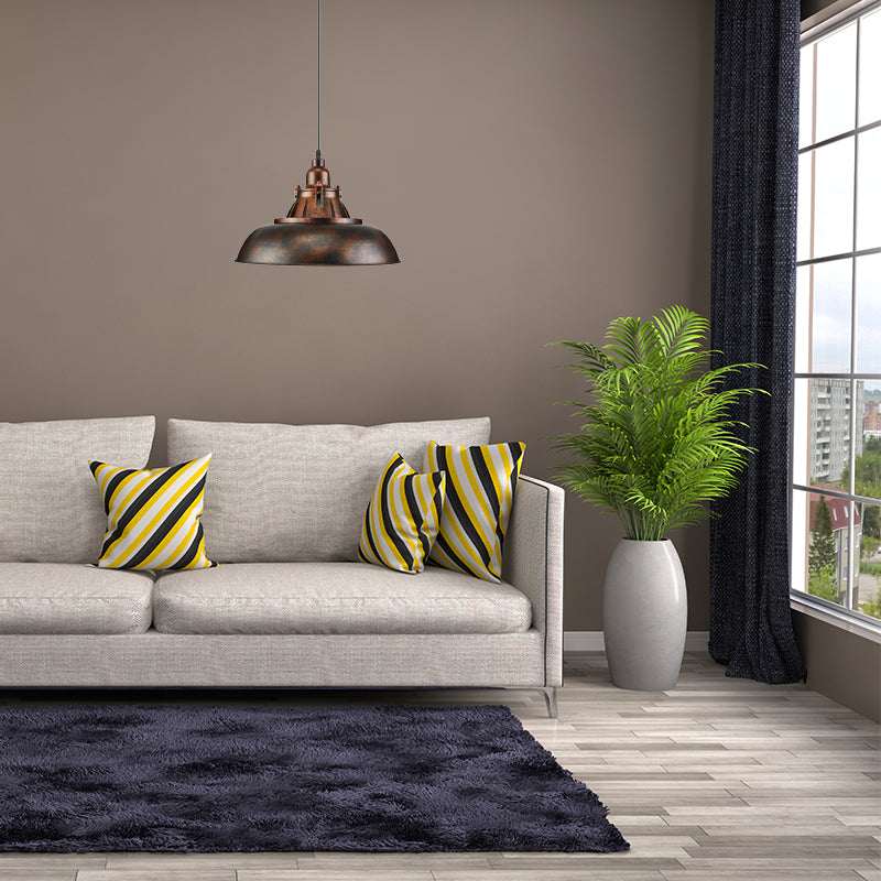 Black/Rust 1 Bulb Ceiling Light Vintage Industrial Metallic Bowl Shade Hanging Fixture for Study Room Clearhalo 'Art Deco Pendants' 'Black' 'Cast Iron' 'Ceiling Lights' 'Ceramic' 'Crystal' 'Industrial Pendants' 'Industrial' 'Metal' 'Middle Century Pendants' 'Pendant Lights' 'Pendants' 'Rustic Pendants' 'Tiffany' Lighting' 2628