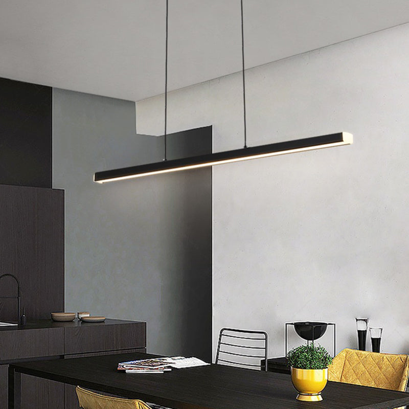 Rectangular Diner LED Suspension Lamp Metal Minimalist Linear Island Light Fixture Black Clearhalo 'Ceiling Lights' 'Island Lights' 'Lighting' 2628080