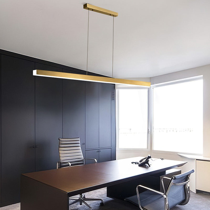 Rectangular Diner LED Suspension Lamp Metal Minimalist Linear Island Light Fixture Gold Clearhalo 'Ceiling Lights' 'Island Lights' 'Lighting' 2628081