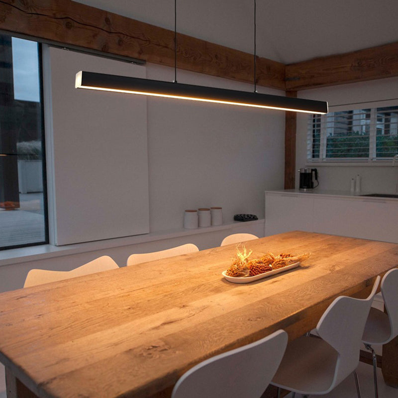 Rectangular Diner LED Suspension Lamp Metal Minimalist Linear Island ...