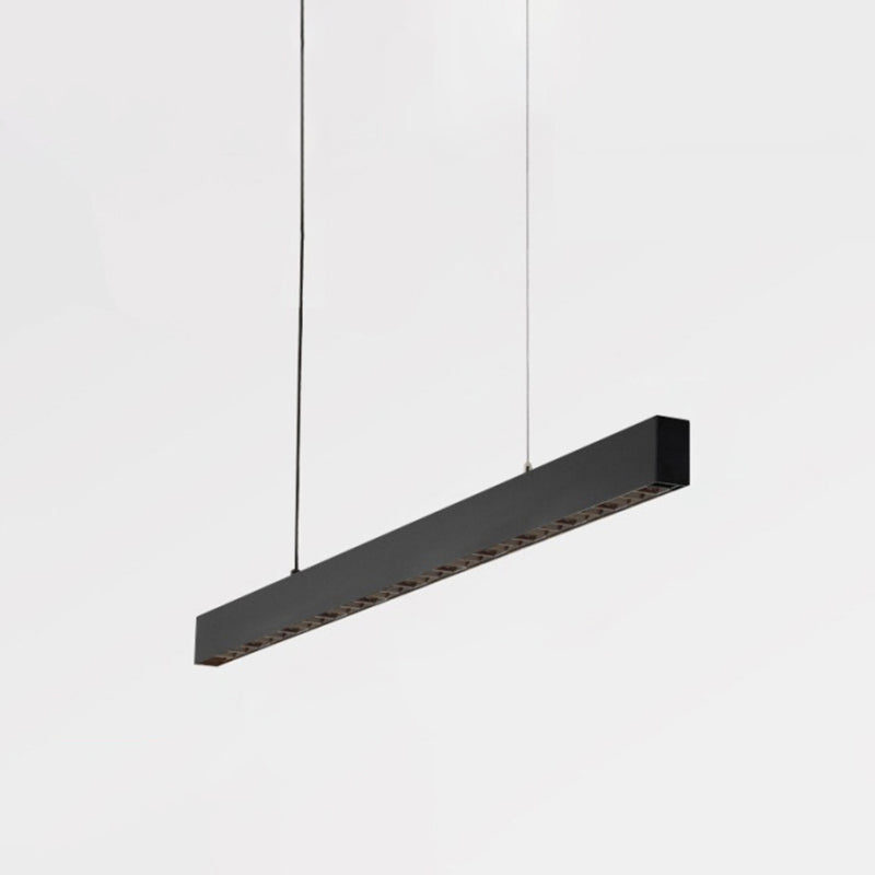 Matte Black Rectangular Island Lighting Simplicity Metal LED Hanging Light for Dining Room Black A Clearhalo 'Ceiling Lights' 'Island Lights' 'Lighting' 2628093