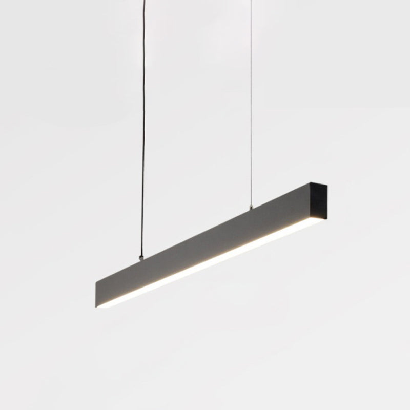 Matte Black Rectangular Island Lighting Simplicity Metal LED Hanging Light for Dining Room Black B Clearhalo 'Ceiling Lights' 'Island Lights' 'Lighting' 2628094