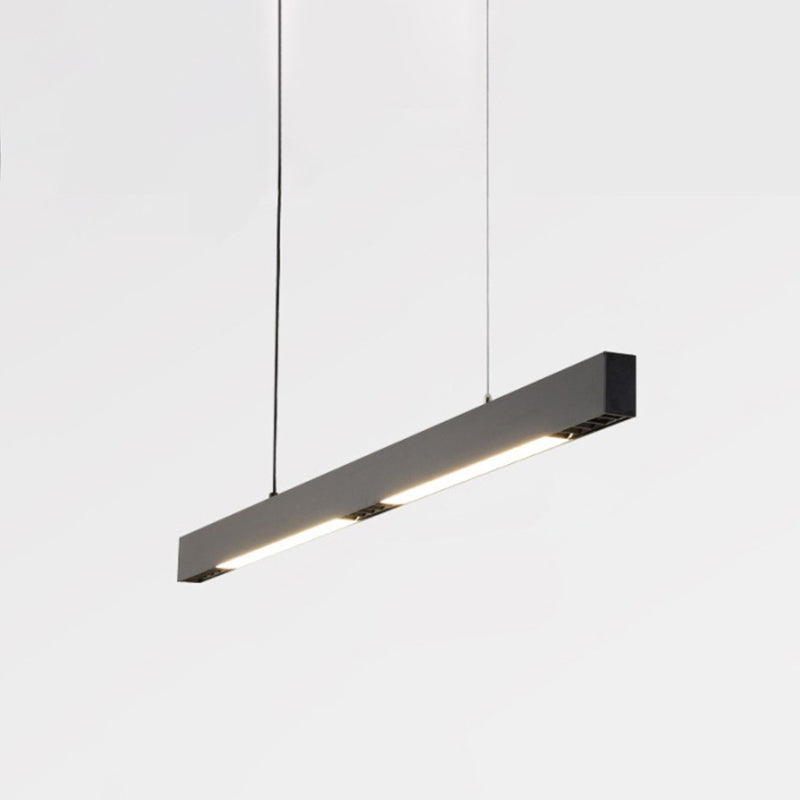 Matte Black Rectangular Island Lighting Simplicity Metal LED Hanging Light for Dining Room Black C Clearhalo 'Ceiling Lights' 'Island Lights' 'Lighting' 2628096