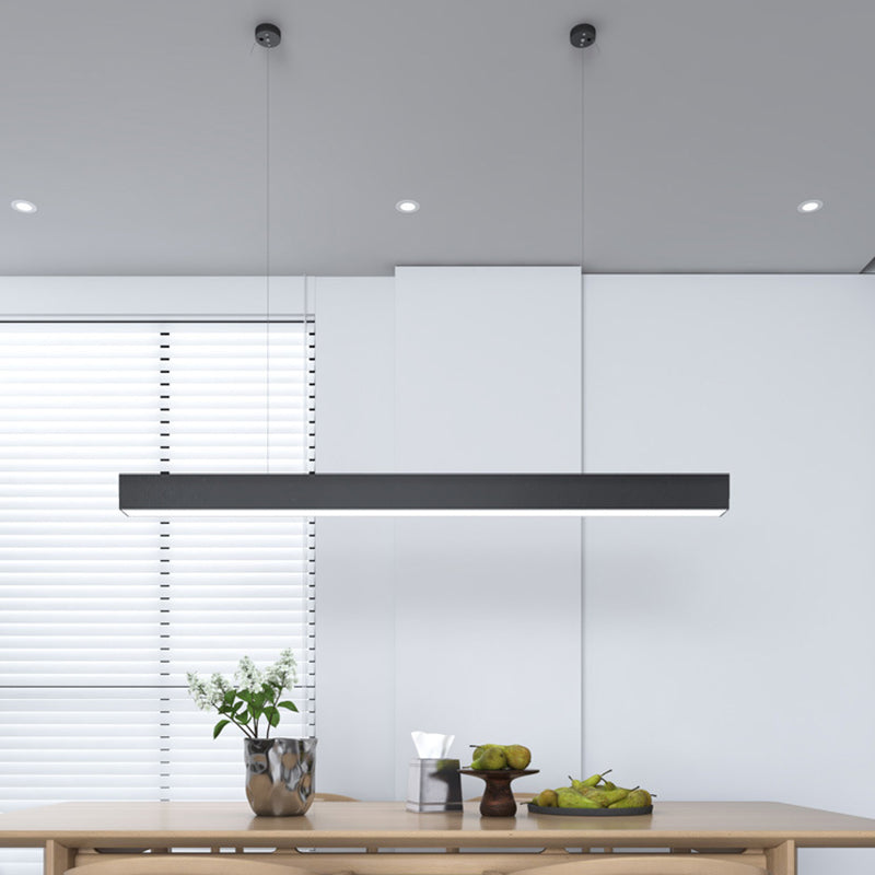 Matte Black Rectangular Island Lighting Simplicity Metal LED Hanging Light for Dining Room Clearhalo 'Ceiling Lights' 'Island Lights' 'Lighting' 2628098