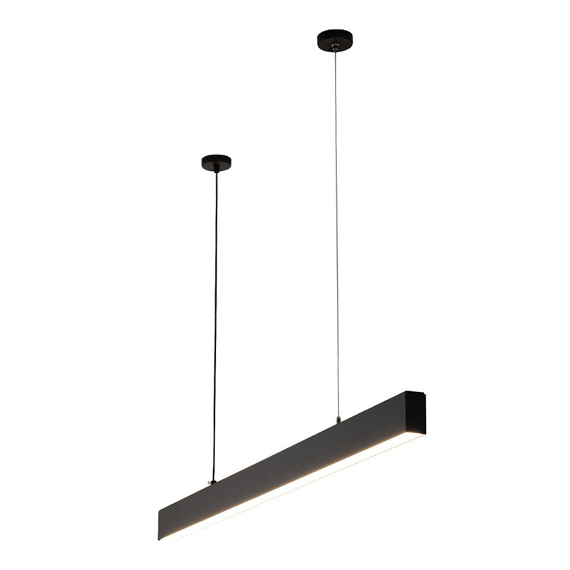 Matte Black Rectangular Island Lighting Simplicity Metal LED Hanging Light for Dining Room Clearhalo 'Ceiling Lights' 'Island Lights' 'Lighting' 2628099