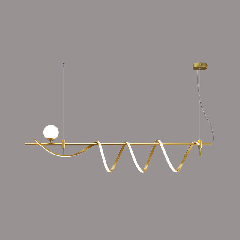 Gold Curves Island Light Fixture Simplicity LED Metal Pendant Light with Ball Shade Gold Warm Clearhalo 'Ceiling Lights' 'Island Lights' 'Lighting' 2628117