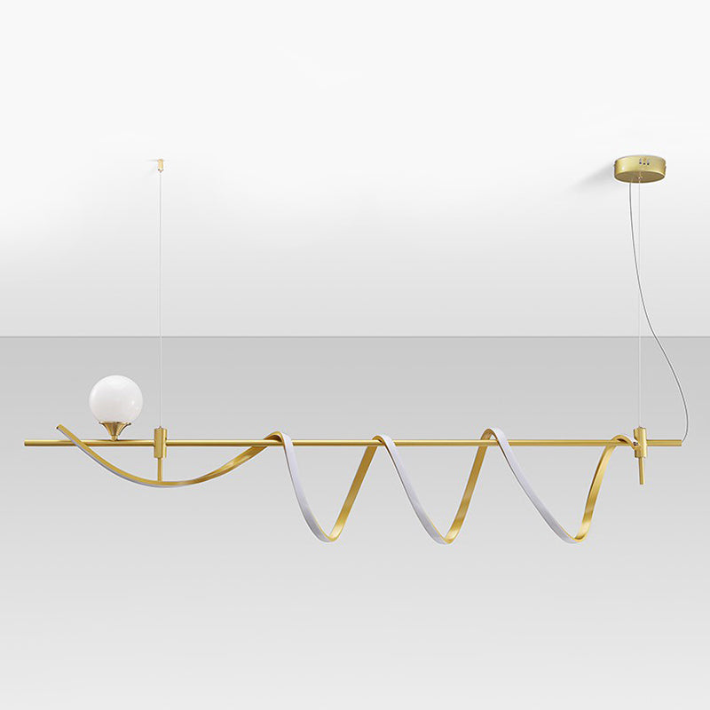 Gold Curves Island Light Fixture Simplicity LED Metal Pendant Light with Ball Shade Clearhalo 'Ceiling Lights' 'Island Lights' 'Lighting' 2628122