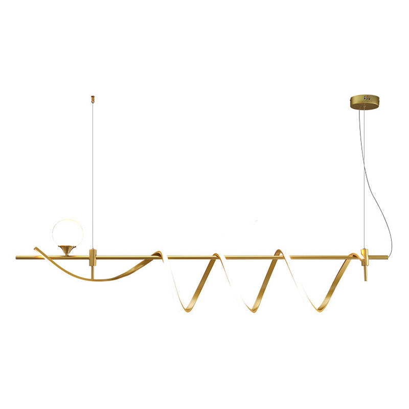 Gold Curves Island Light Fixture Simplicity LED Metal Pendant Light with Ball Shade Clearhalo 'Ceiling Lights' 'Island Lights' 'Lighting' 2628123