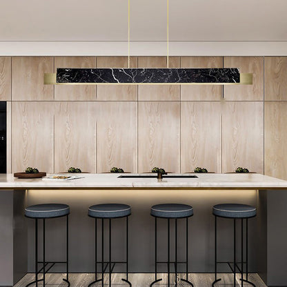 Marble Rectangular Island Light Minimalist LED Suspension Lighting Fixture for Diner Black-Gold Clearhalo 'Ceiling Lights' 'Island Lights' 'Lighting' 2628128
